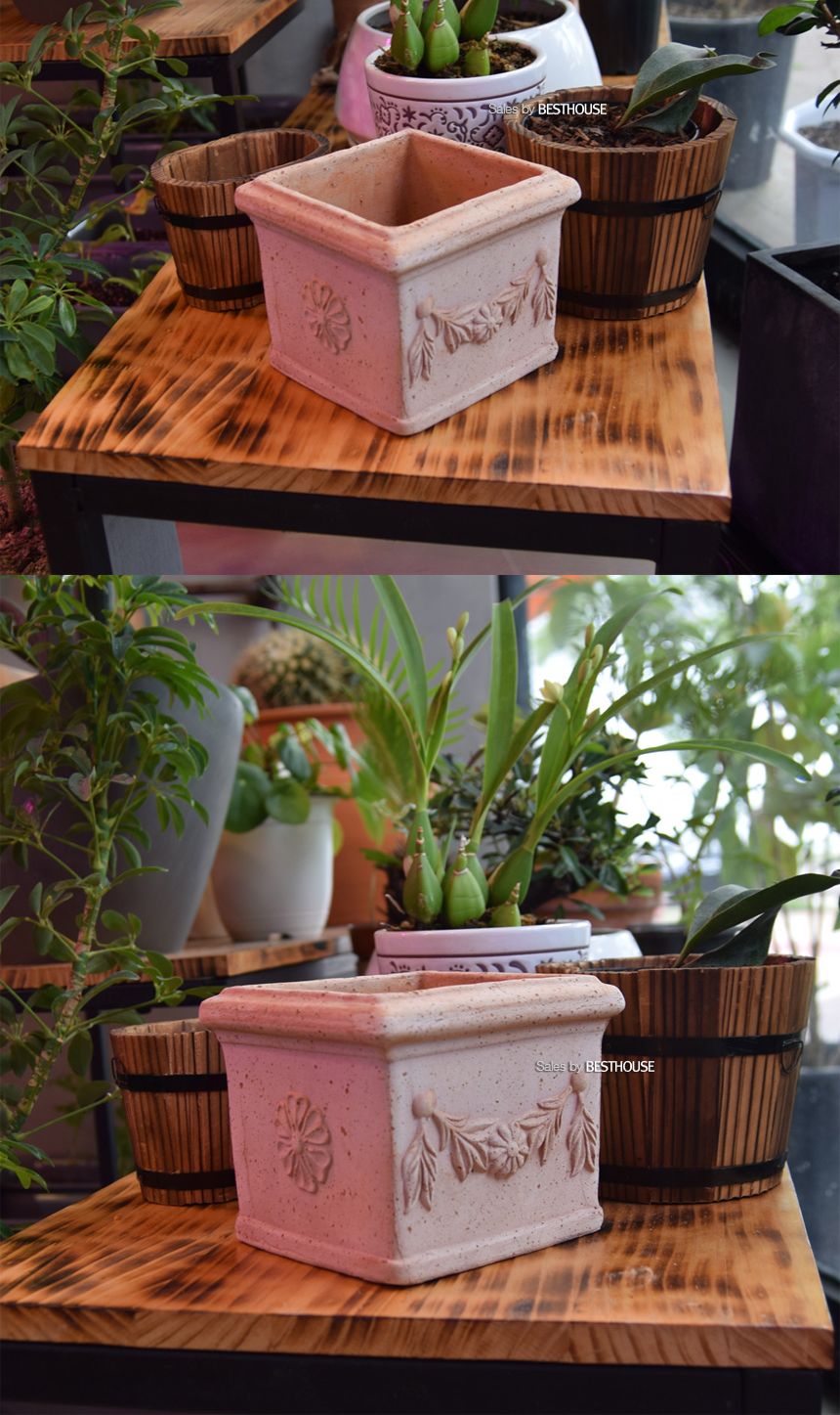 이탈리아 명품 수제토분CUBOI1215 15x15x12cm/화분/토기화분/도기화분/흙화분/주물럭화분/예쁜화분/옹기화