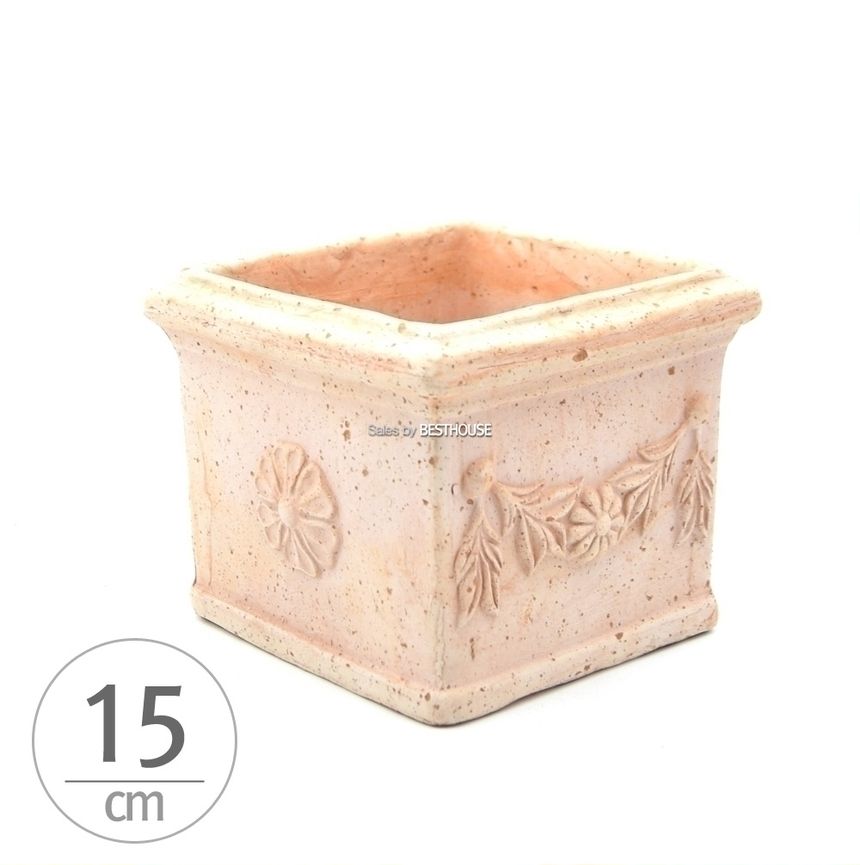 이탈리아 명품 수제토분CUBOI1215 15x15x12cm/화분/토기화분/도기화분/흙화분/주물럭화분/예쁜화분/옹기화