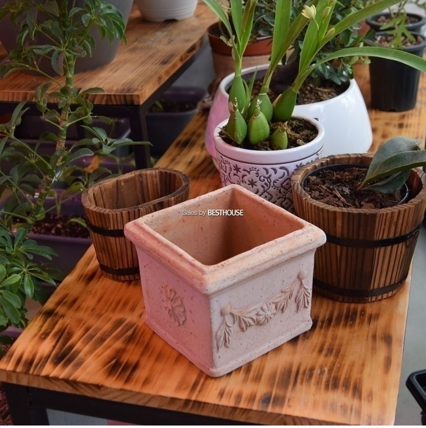 이탈리아 명품 수제토분CUBOI1215 15x15x12cm/화분/토기화분/도기화분/흙화분/주물럭화분/예쁜화분/옹기화