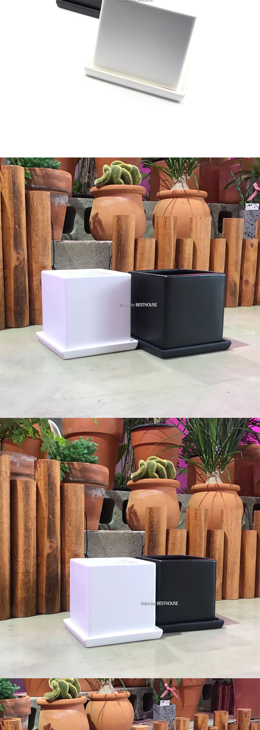 (무광 블랙) 모던 무광 도기화분 정사각 13x13x13cm/화분/토기화분/도기화분/흙화분/주물럭화분/예쁜화분/