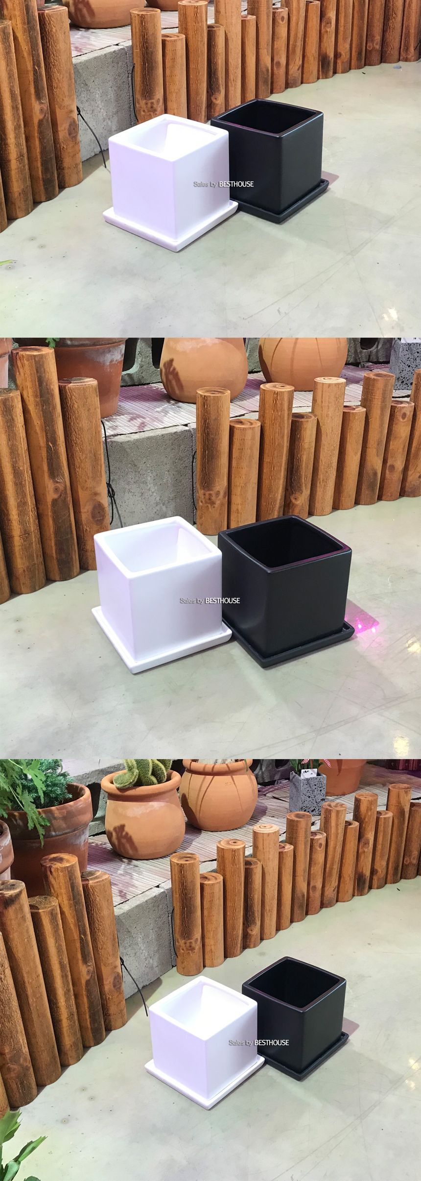 (무광 블랙) 모던 무광 도기화분 정사각 13x13x13cm/화분/토기화분/도기화분/흙화분/주물럭화분/예쁜화분/