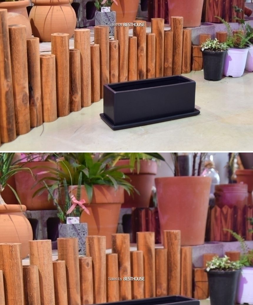 모던 무광 도기화분 옆이 넓은 직사각 30x10x10cm 블랙