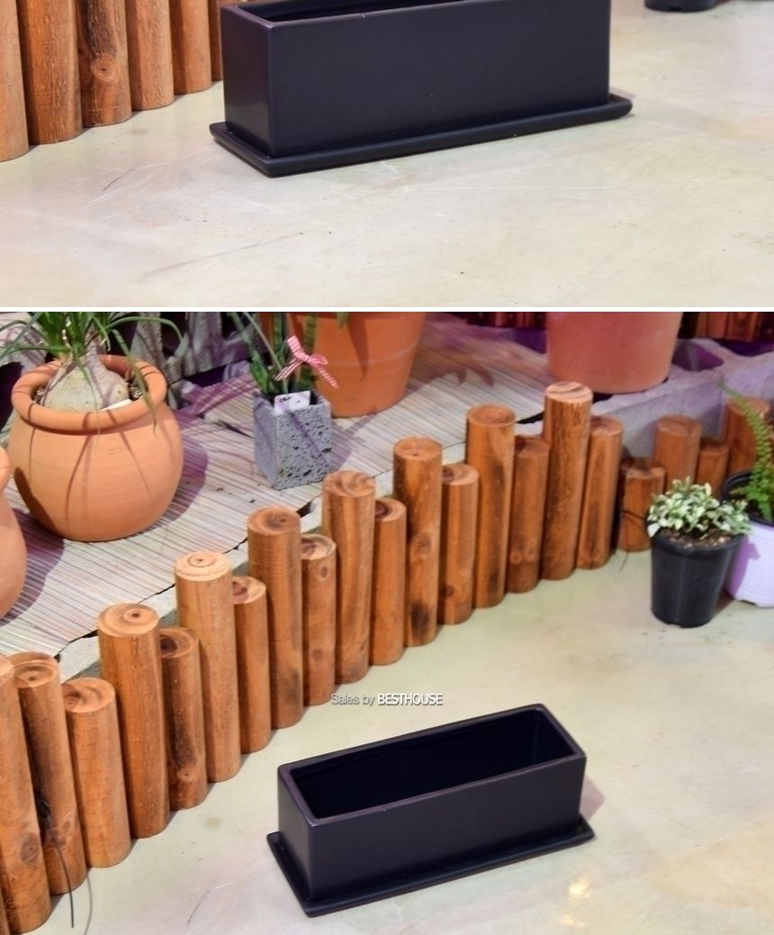 모던 무광 도기화분 옆이 넓은 직사각 30x10x10cm 블랙