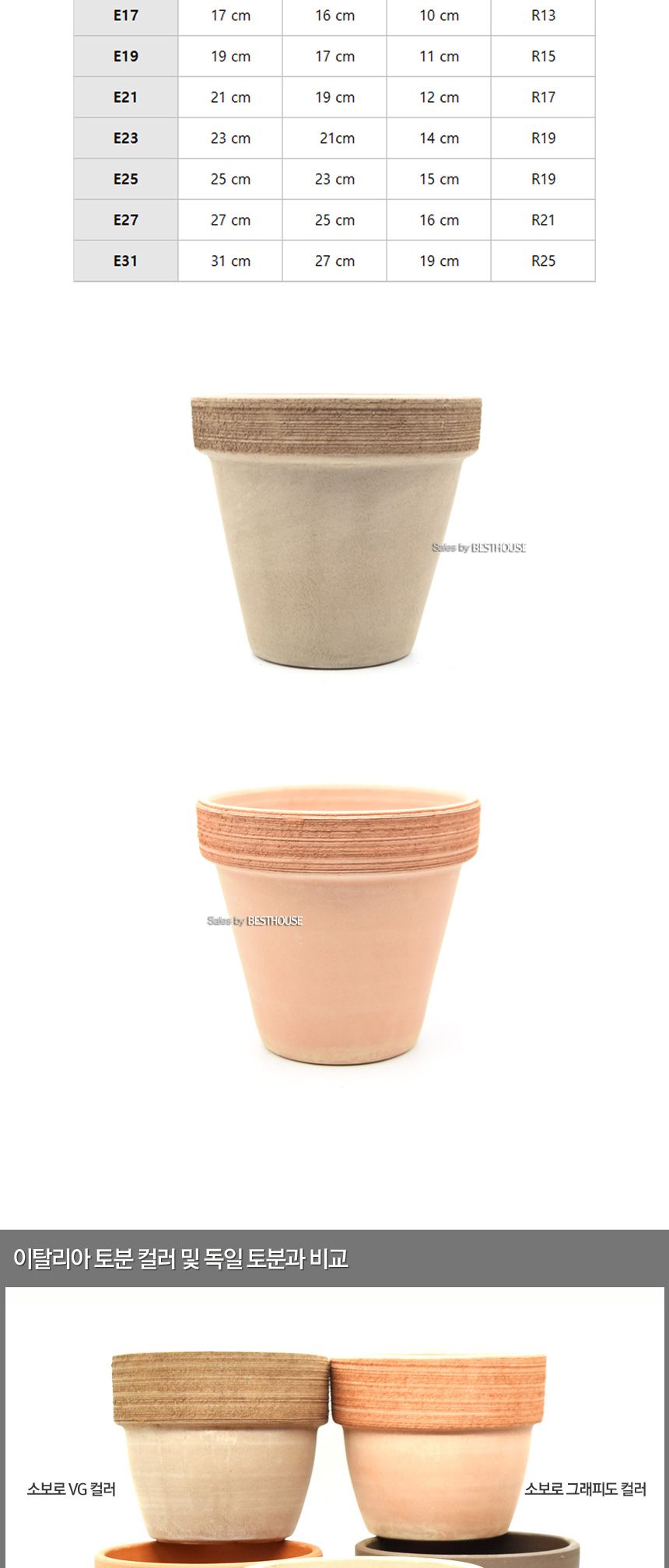 (소보로 그래피도(베이지)) 이탈리아 토분.바소 기본형 소보로 E21 21x19cm/화분/흙화분/토분/예쁜화분/디