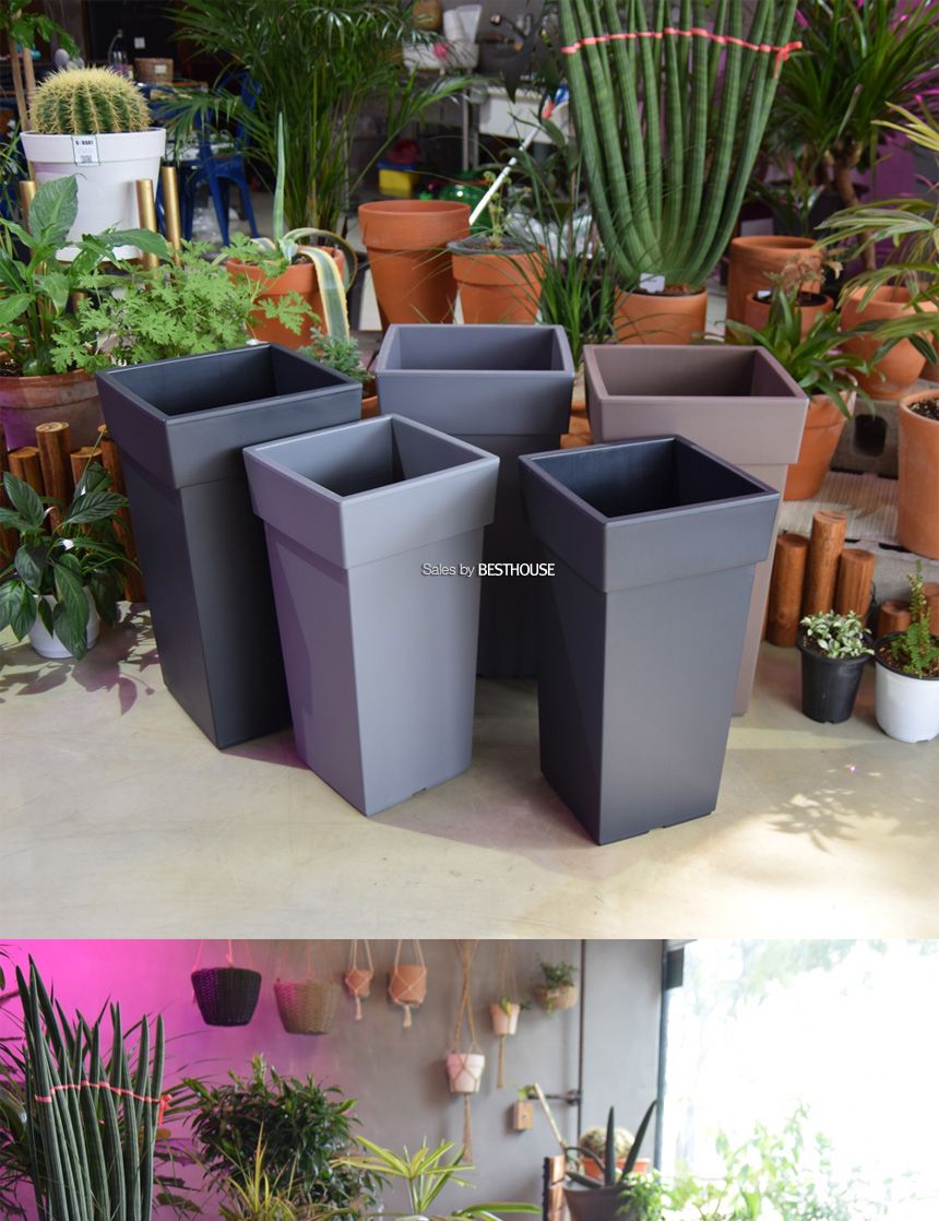 (화이트) 대형 플라스틱 화분 유니크 500 사각 25x25x50cm/화분/플라스틱화분/대형플라스틱화분/대형화분/