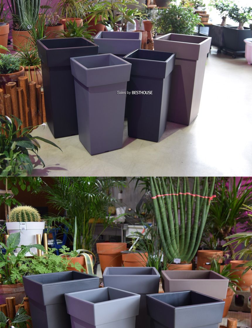 (화이트) 대형 플라스틱 화분 유니크 500 사각 25x25x50cm/화분/플라스틱화분/대형플라스틱화분/대형화분/