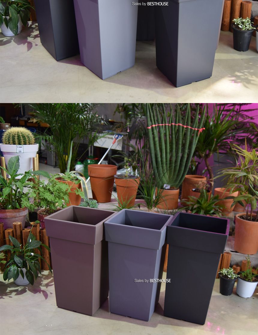(화이트) 대형 플라스틱 화분 유니크 500 사각 25x25x50cm/화분/플라스틱화분/대형플라스틱화분/대형화분/
