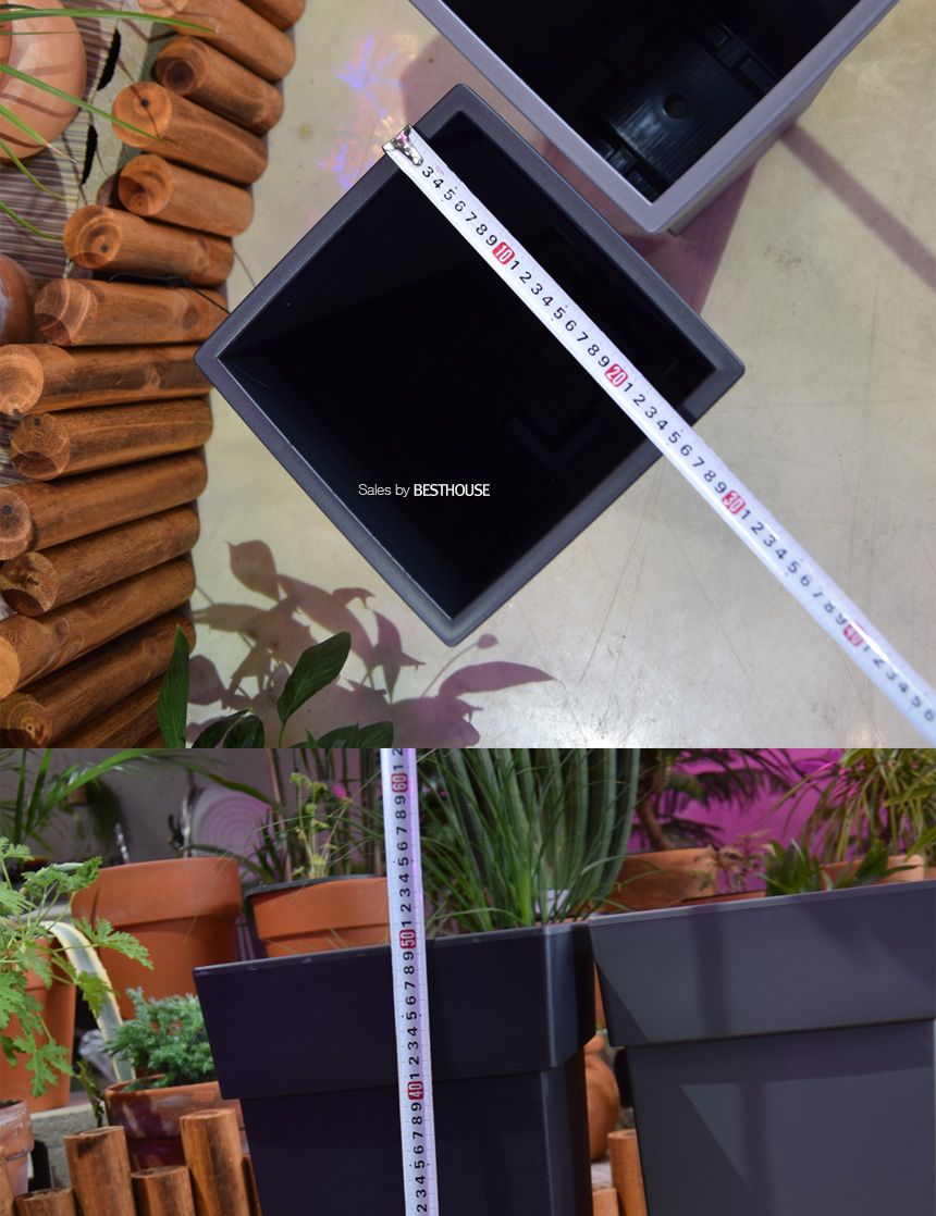 (화이트) 대형 플라스틱 화분 유니크 500 사각 25x25x50cm/화분/플라스틱화분/대형플라스틱화분/대형화분/