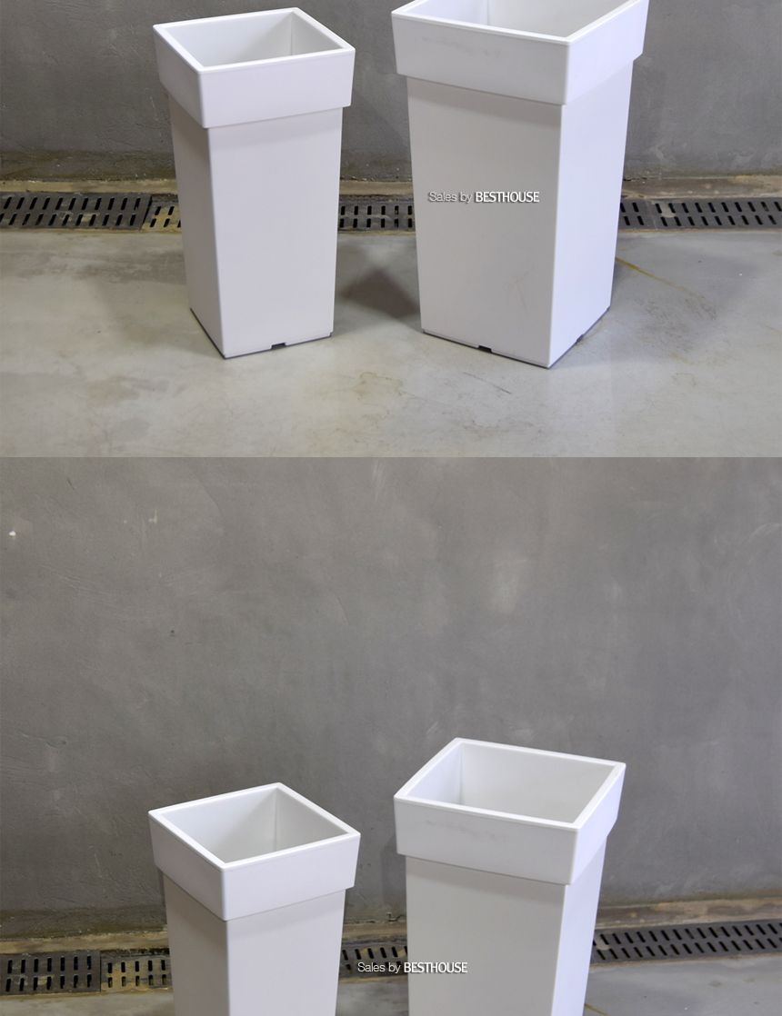 (화이트) 대형 플라스틱 화분 유니크 500 사각 25x25x50cm/화분/플라스틱화분/대형플라스틱화분/대형화분/