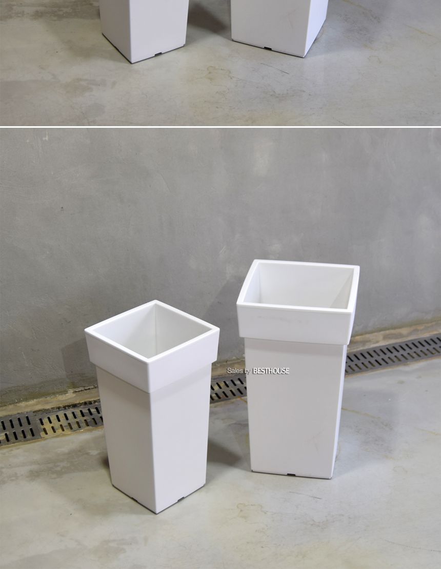 (화이트) 대형 플라스틱 화분 유니크 500 사각 25x25x50cm/화분/플라스틱화분/대형플라스틱화분/대형화분/