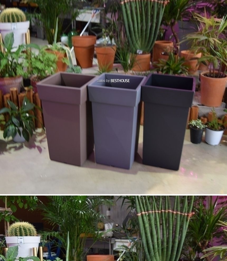 (화이트) 대형 플라스틱 화분 유니크 500 사각 25x25x50cm/화분/플라스틱화분/대형플라스틱화분/대형화분/