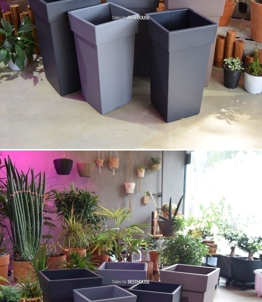 (화이트) 대형 플라스틱 화분 유니크 500 사각 25x25x50cm/화분/플라스틱화분/대형플라스틱화분/대형화분/