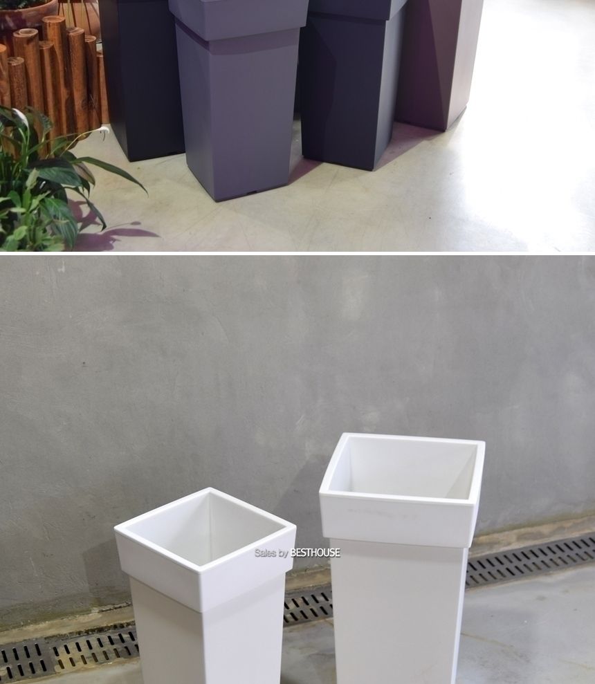 (화이트) 대형 플라스틱 화분 유니크 500 사각 25x25x50cm/화분/플라스틱화분/대형플라스틱화분/대형화분/