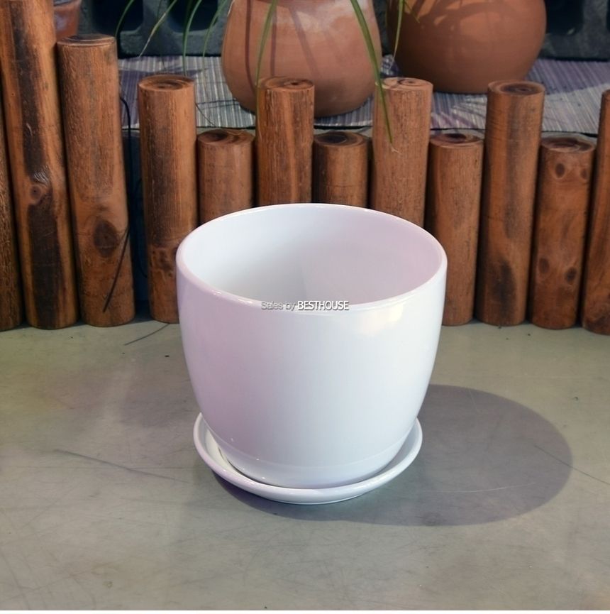 모던 도기화분 미분형 22x18cm 화이트 유광