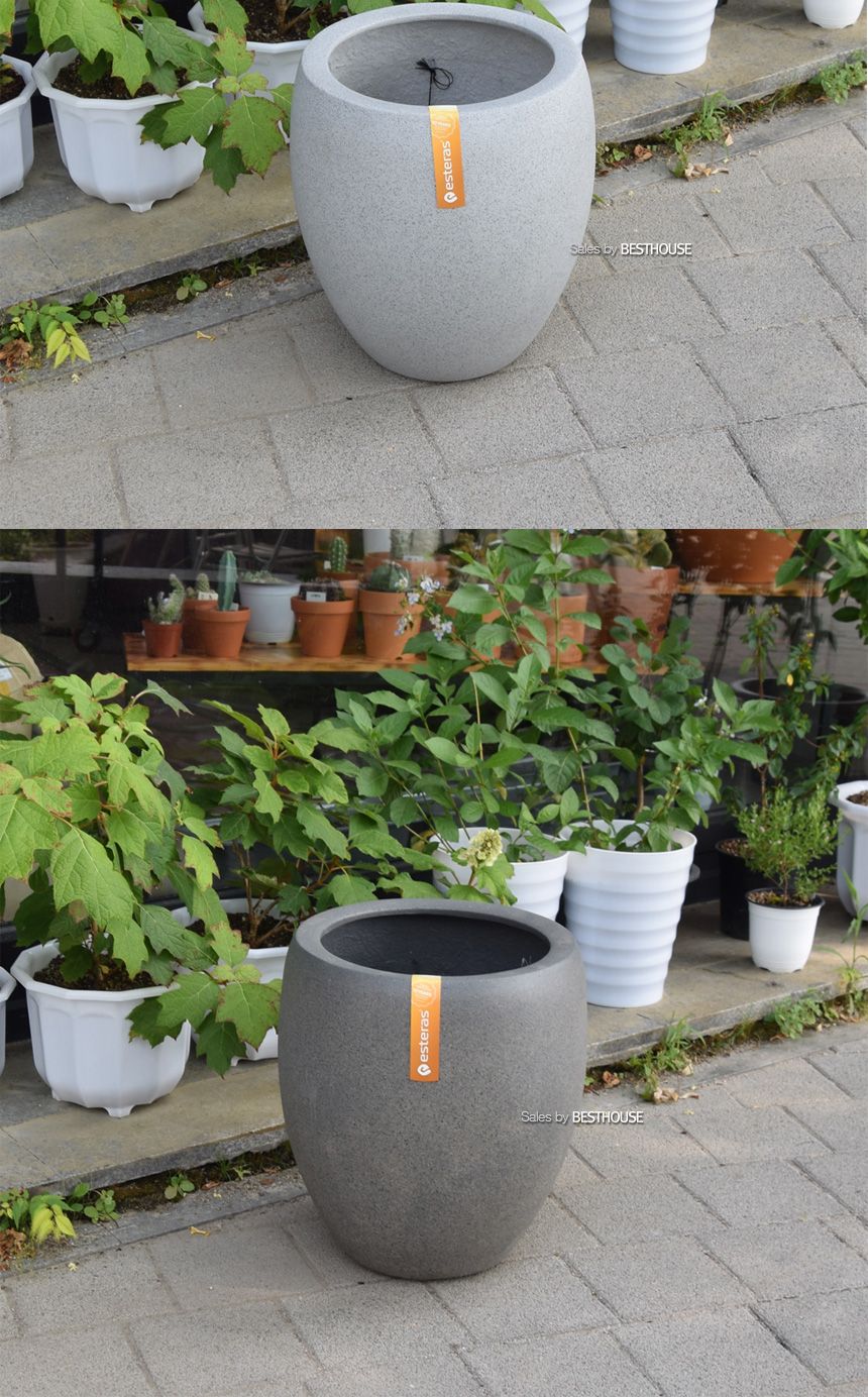 esteras 실외용 FRP 대형타원화분 37x45cm 진그레이/화분/심플화분/예쁜화분/감성화분/인테리어화분/화분선