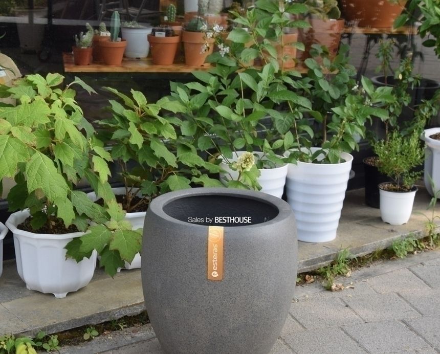 esteras 실외용 FRP 대형타원화분 37x45cm 진그레이/화분/심플화분/예쁜화분/감성화분/인테리어화분/화분선