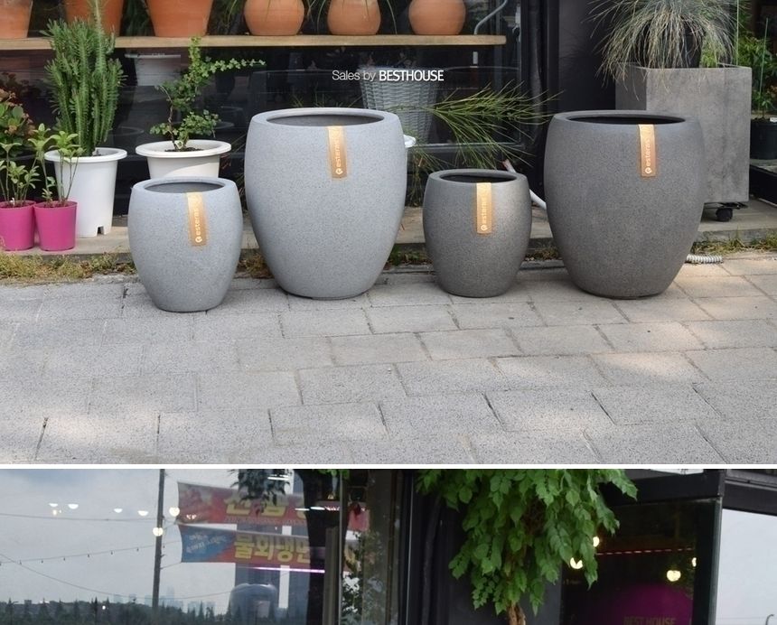 (x) esteras 실외용 FRP 대형타원화분 25x30cm 진그레이/화분/심플화분/예쁜화분/감성화분/인테리어화분/화