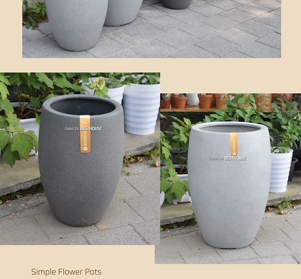 esteras 실외용 FRP 대형긴타원화분 42x66cm 연그레이/화분/정원용품/홈가드닝용품/가드닝화분/가정용화분/