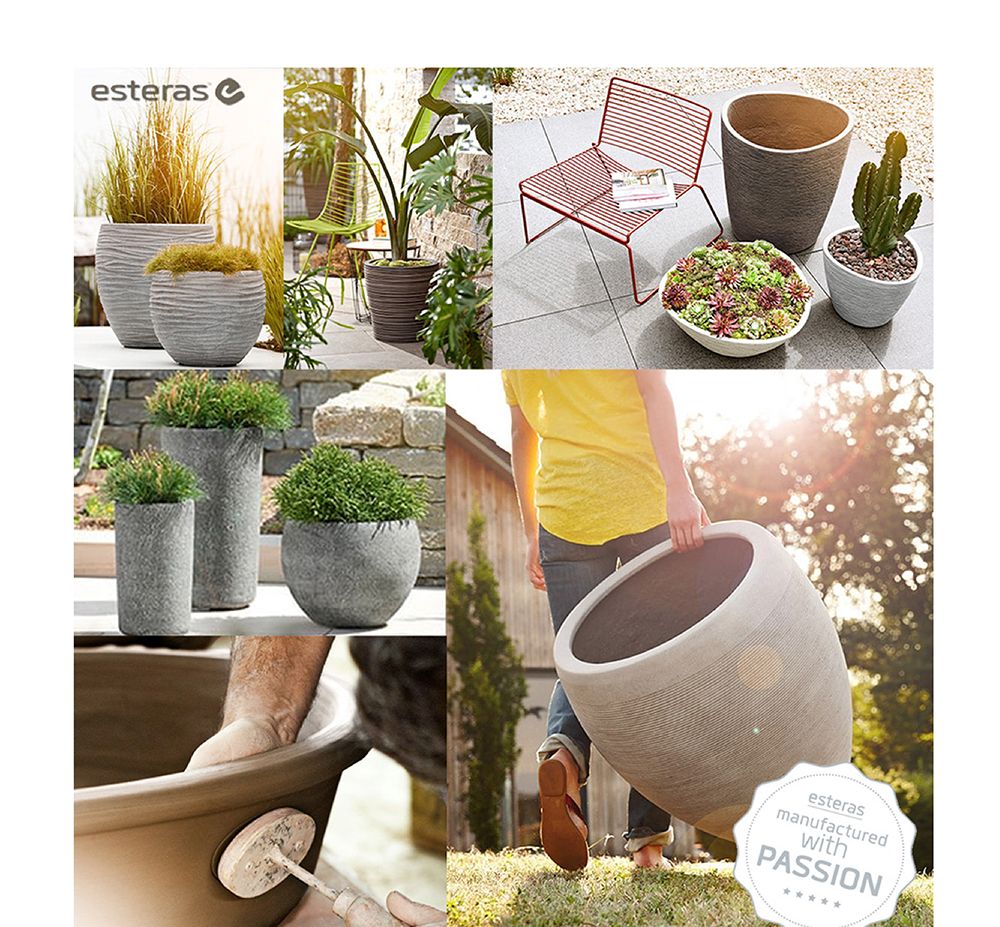 esteras 실외용 FRP 대형긴타원화분 30x47cm 연그레이/화분/정원용품/홈가드닝용품/가드닝화분/가정용화분/