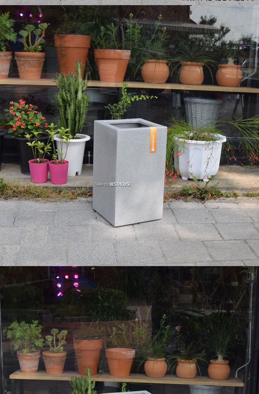 esteras 실외용 FRP 대형사각화분 37x37x66cm/화분/대형화분/낮은대형화분/네모화분/사각화분/모던사각화분