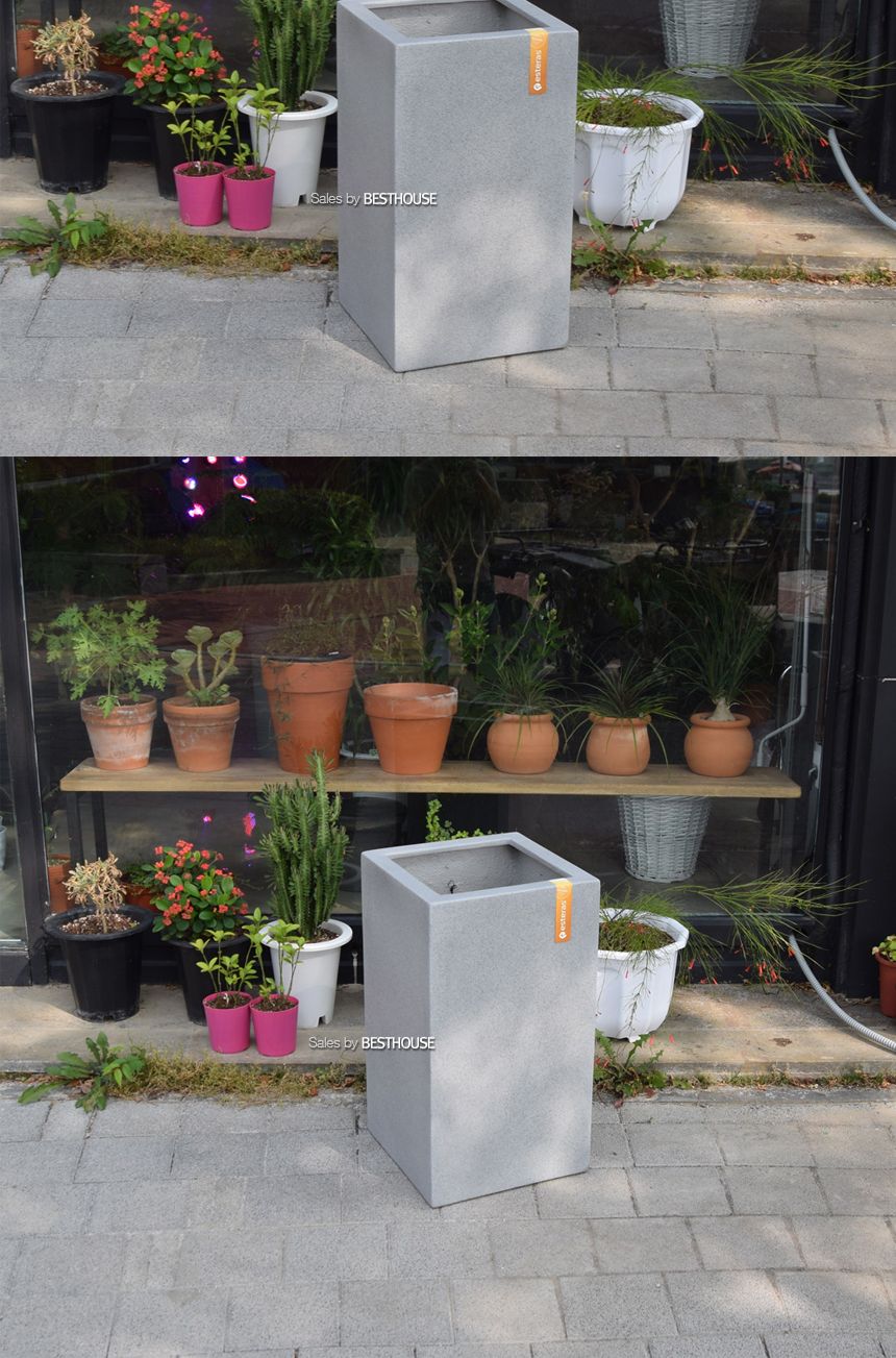 esteras 실외용 FRP 대형사각화분 37x37x66cm/화분/대형화분/낮은대형화분/네모화분/사각화분/모던사각화분