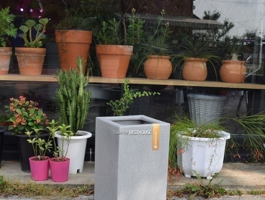 esteras 실외용 FRP 대형사각화분 37x37x66cm/화분/대형화분/낮은대형화분/네모화분/사각화분/모던사각화분