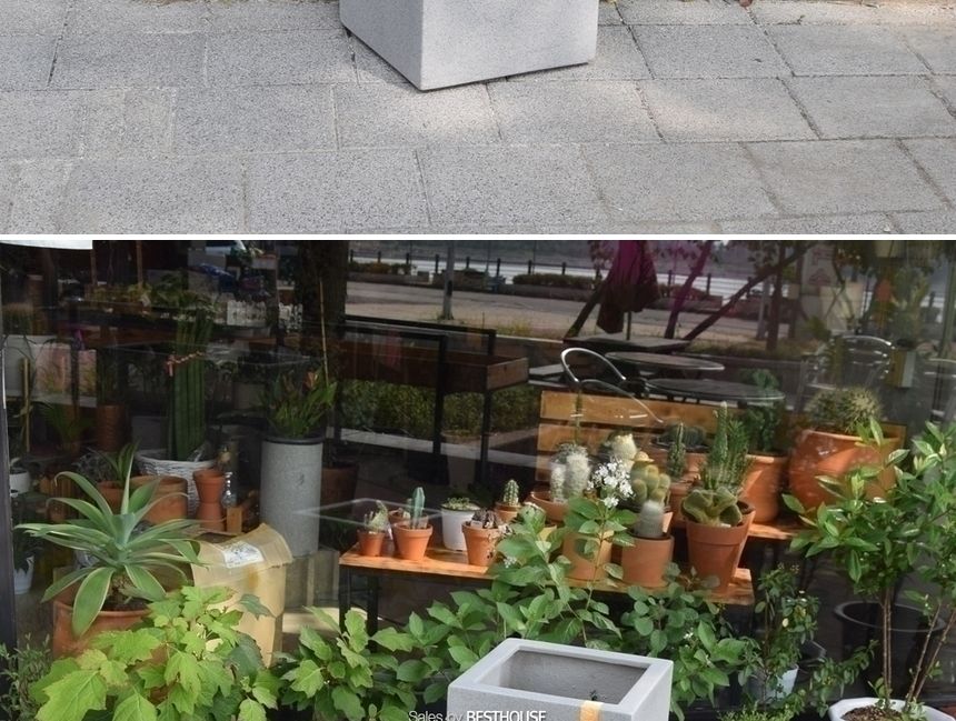 esteras 실외용 FRP 대형사각화분 37x37x66cm/화분/대형화분/낮은대형화분/네모화분/사각화분/모던사각화분