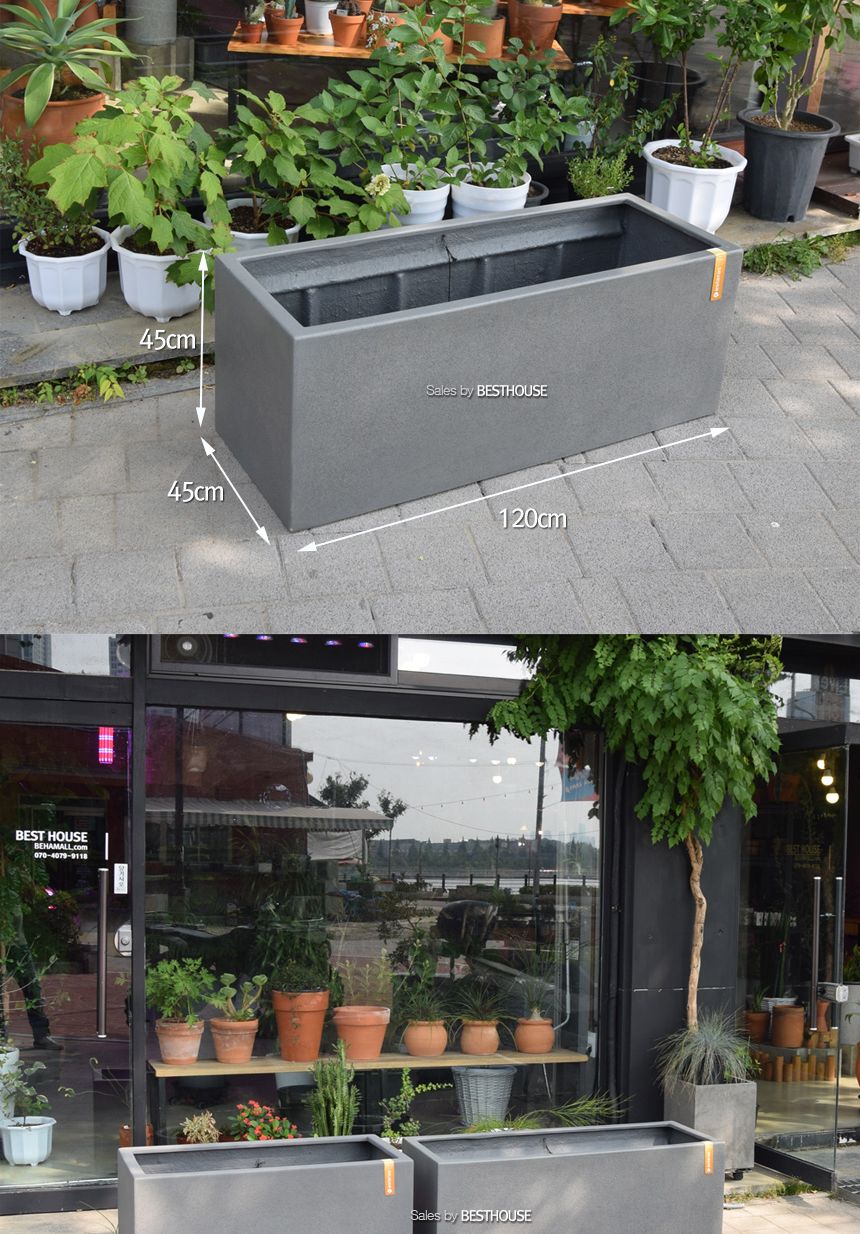 esteras 실외용 FRP 대형직사각화분 120x45x45cm/화분/대형화분/낮은대형화분/네모화분/사각화분/모던사각