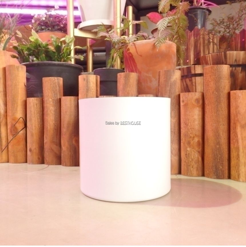법랑 메탈 원통형 화분 (4호) 18X18cm 화이트/화분/메탈화분/법랑화분/메탈원형화분/법랑원형화분/심플화분