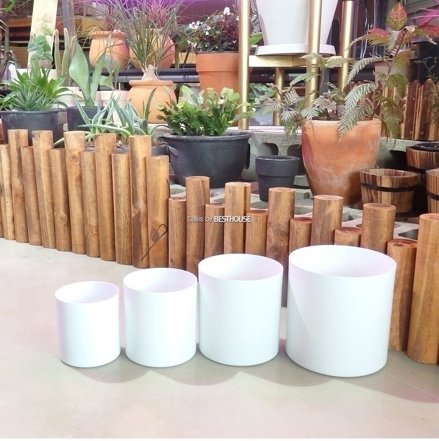 법랑 메탈 원통형 화분 (4호) 18X18cm 화이트/화분/메탈화분/법랑화분/메탈원형화분/법랑원형화분/심플화분