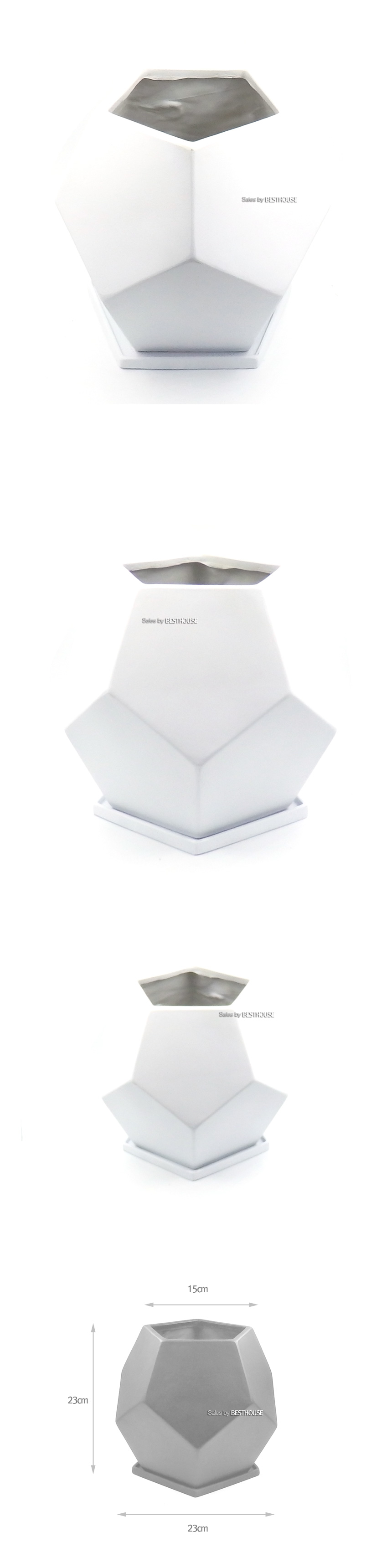 모던 수지 (미니) 오각화분 화이트 23x23cm/화분/오각화분/미니화분/분재화분/미니오각화분/예쁜미니화분/