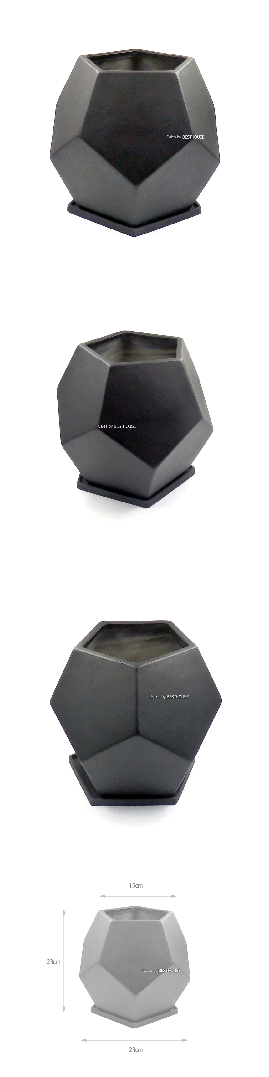 모던 수지 (미니) 오각화분 블랙 23x23cm/화분/오각화분/미니화분/분재화분/미니오각화분/예쁜미니화분/예