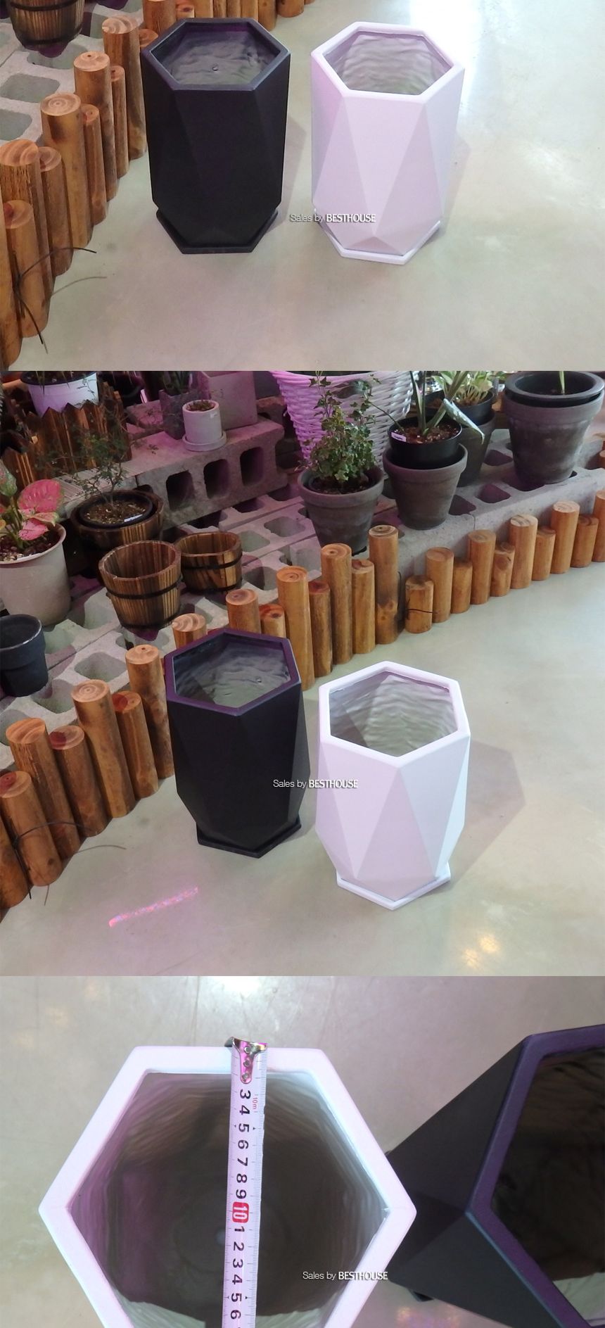 (블랙) 모던 수지 마블 화분 육각 20x32cm/화분/예쁜화분/감성화분/수공화분/디자인화분/인테리어화분/심플