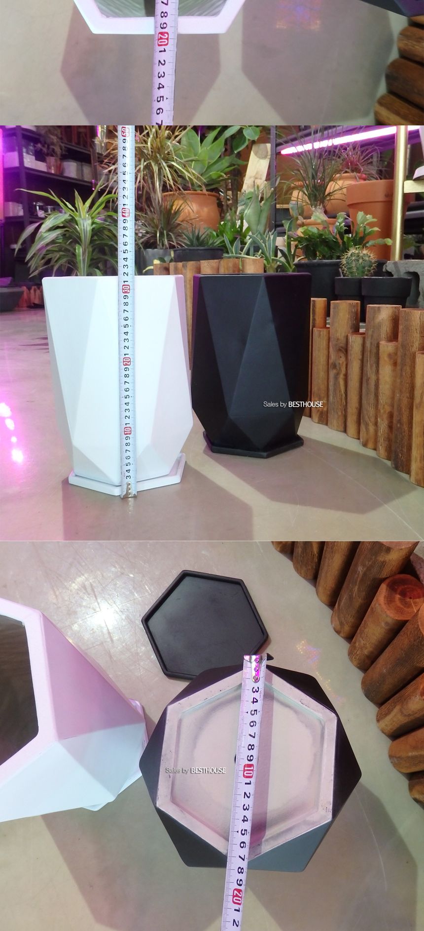 (블랙) 모던 수지 마블 화분 육각 20x32cm/화분/예쁜화분/감성화분/수공화분/디자인화분/인테리어화분/심플