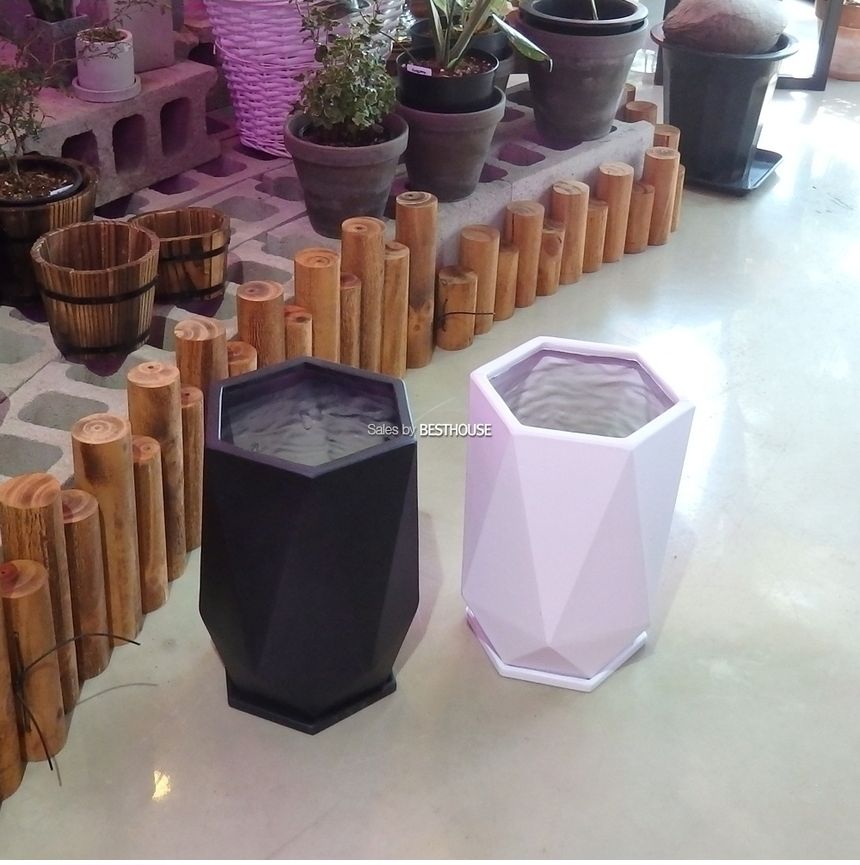 (블랙) 모던 수지 마블 화분 육각 20x32cm/화분/예쁜화분/감성화분/수공화분/디자인화분/인테리어화분/심플