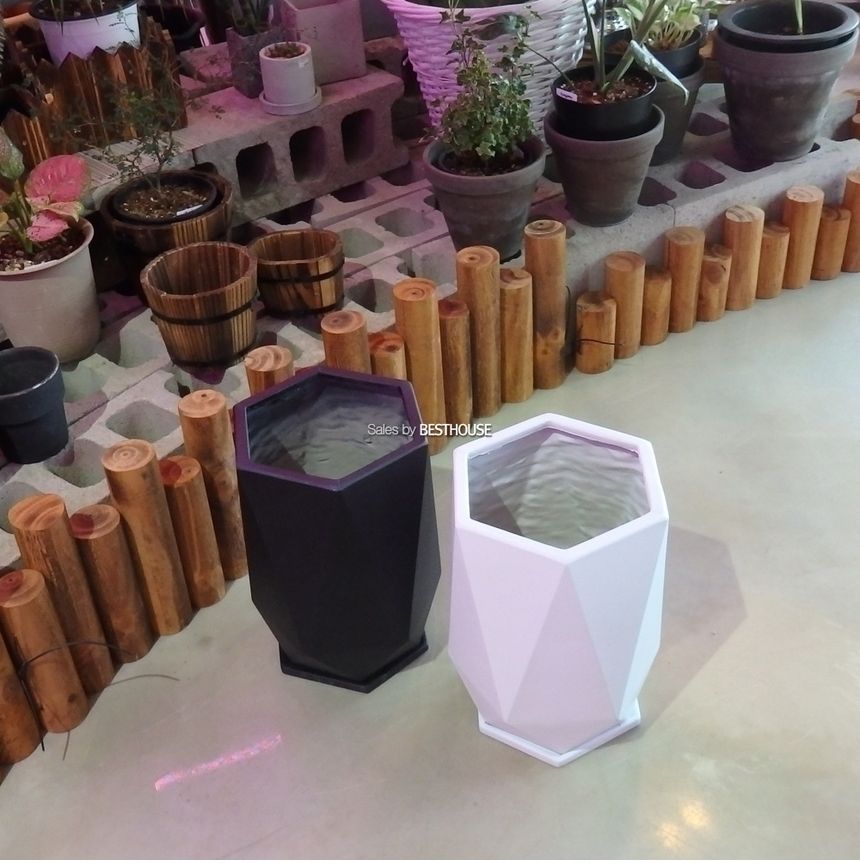 (블랙) 모던 수지 마블 화분 육각 20x32cm/화분/예쁜화분/감성화분/수공화분/디자인화분/인테리어화분/심플