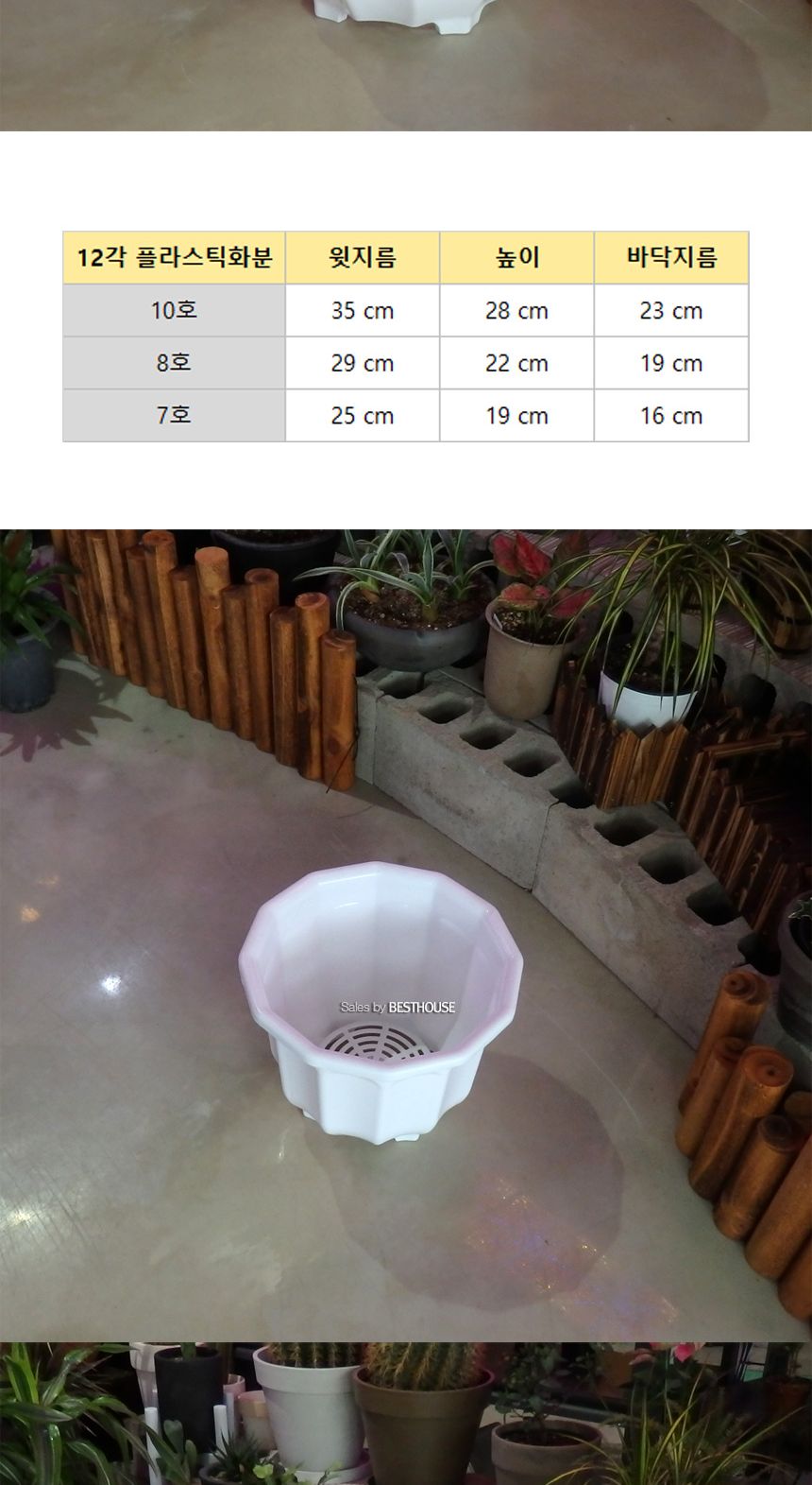 12각 플라스틱 화분 (8호) 29x22cm 화이트/플라스틱화분/플라스틱원형화분/예쁜플라스틱화분/화분/심플화분