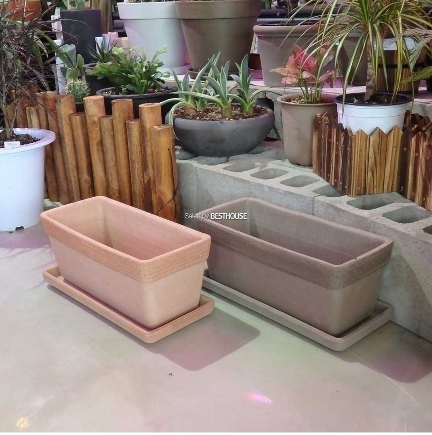 (그래피도(살구색)) 이탈리아 토분.직사각 소보로 40x18x16cm/화분/네모화분/사각화분/모던사각화분/예쁜사