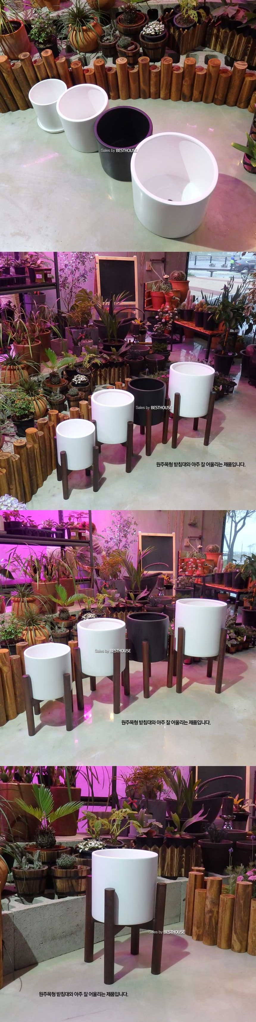 (화이트) 모던 도기 명품반열 무광 원통형 25x25cm/화분/심플화분/예쁜화분/감성화분/화분선물/모던화분/선