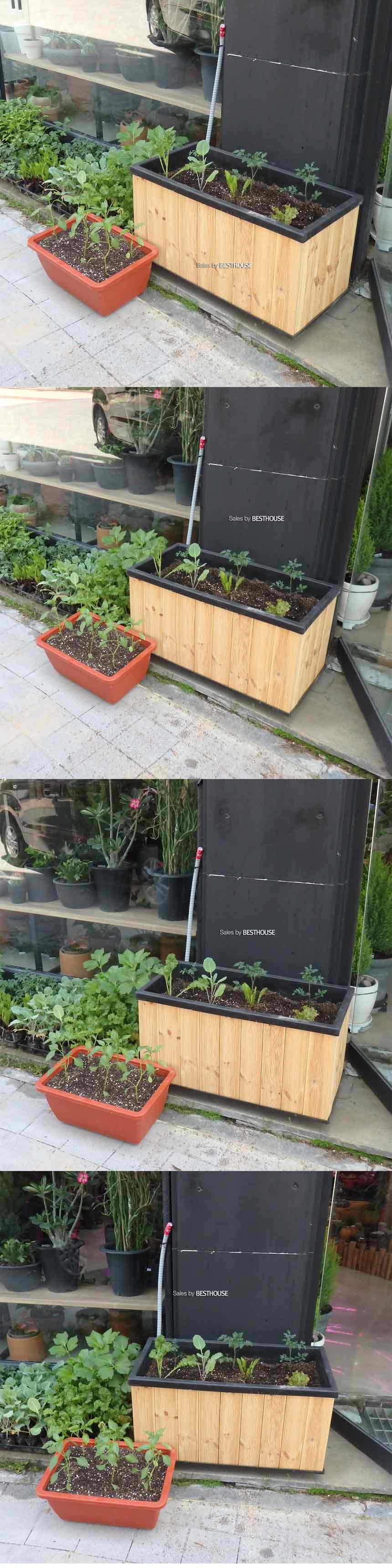 베란다 텃밭용 방부목화분.내부고무화분 82x40x45cm/화분/베란다화분/텃밭화분/텃밭용화분/사각화분/식물화