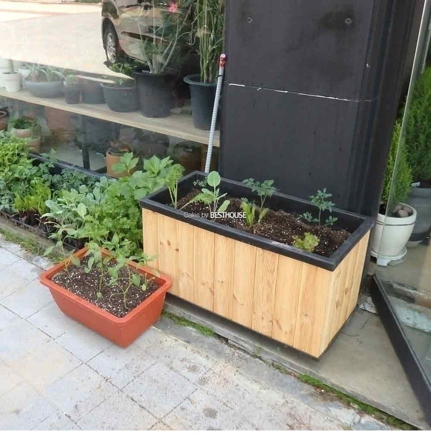 베란다 텃밭용 방부목화분.내부고무화분 82x40x45cm/화분/베란다화분/텃밭화분/텃밭용화분/사각화분/식물화
