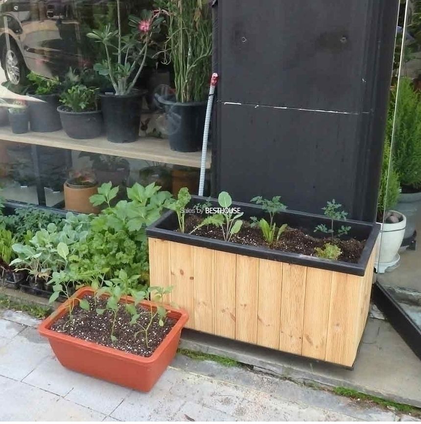 베란다 텃밭용 방부목화분.내부고무화분 82x40x45cm/화분/베란다화분/텃밭화분/텃밭용화분/사각화분/식물화