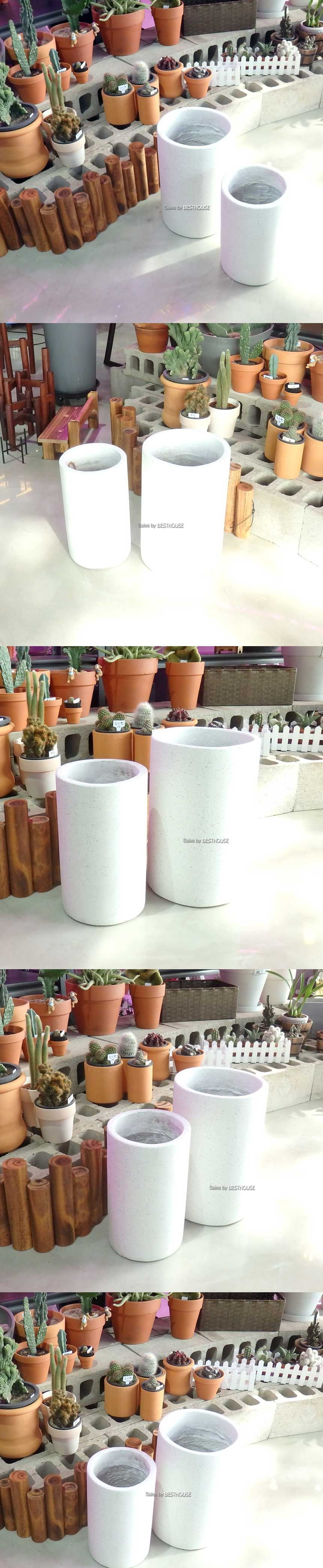 2개셋시멘트 화분 C2S01 원통형 21x35 27x40cm 화이트/화분/정원용품/홈가드닝용품/가드닝용품/가정용화분/