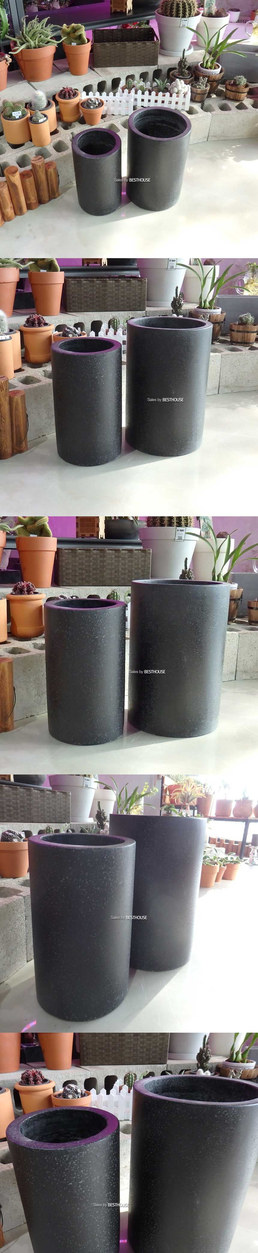 2개셋시멘트 화분 C2S01 원통형 21x35 27x40cm 블랙/모던화분/모던사각화분/화분/둥근화분/사각화분/원형화