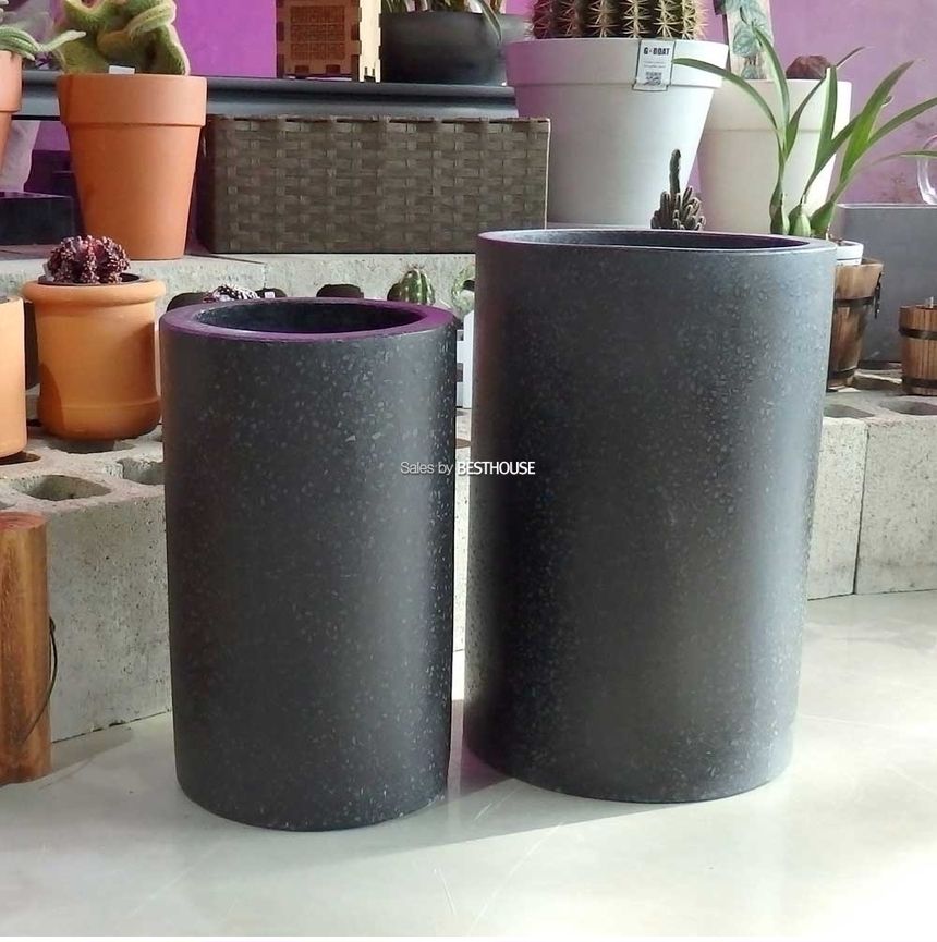 2개셋시멘트 화분 C2S01 원통형 21x35 27x40cm 블랙/모던화분/모던사각화분/화분/둥근화분/사각화분/원형화