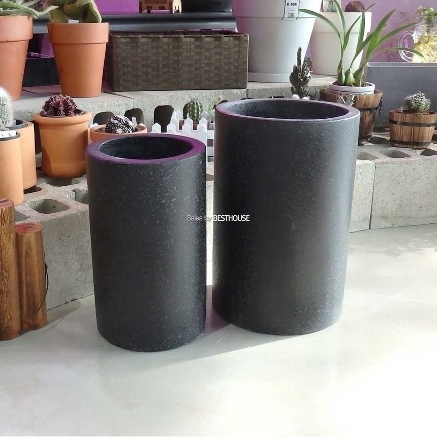 2개셋시멘트 화분 C2S01 원통형 21x35 27x40cm 블랙/모던화분/모던사각화분/화분/둥근화분/사각화분/원형화