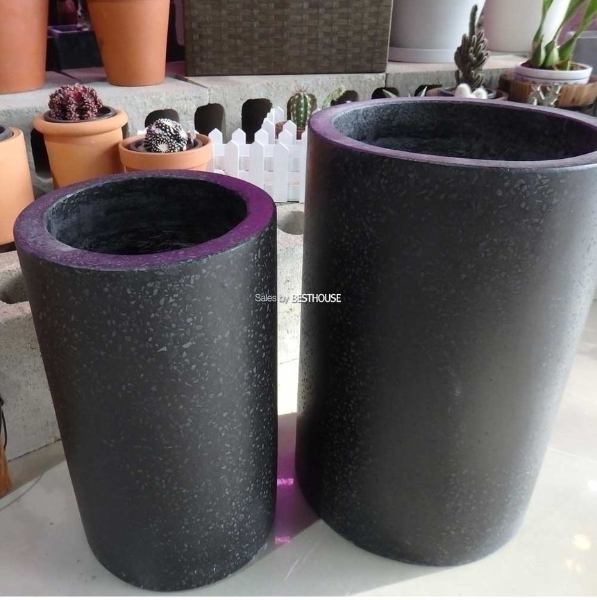 2개셋시멘트 화분 C2S01 원통형 21x35 27x40cm 블랙/모던화분/모던사각화분/화분/둥근화분/사각화분/원형화