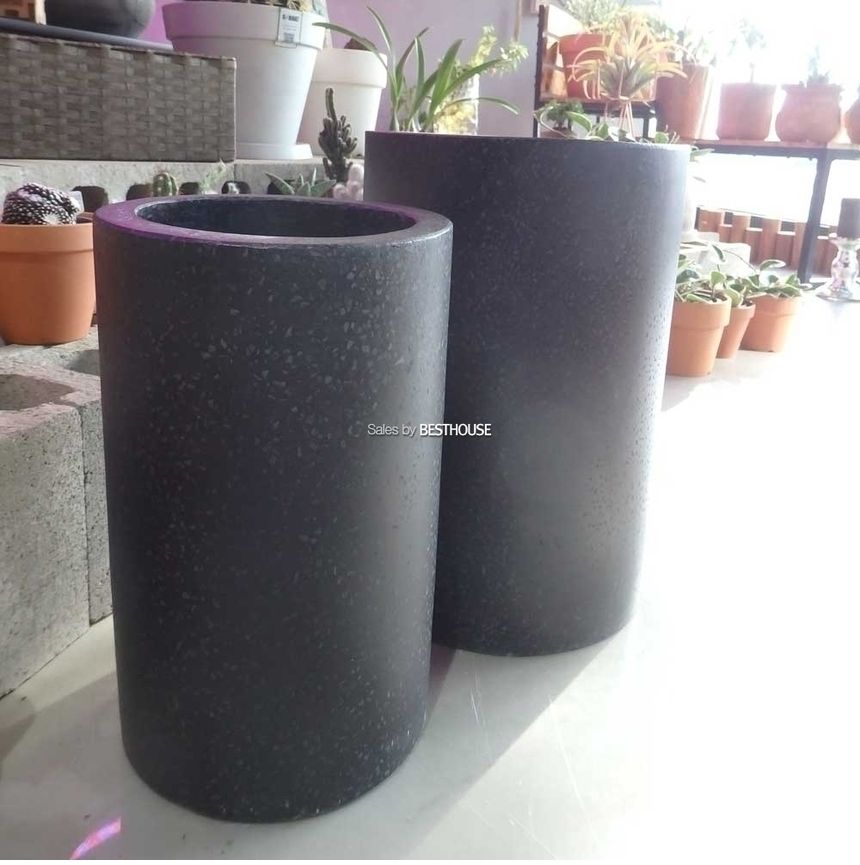 2개셋시멘트 화분 C2S01 원통형 21x35 27x40cm 블랙/모던화분/모던사각화분/화분/둥근화분/사각화분/원형화