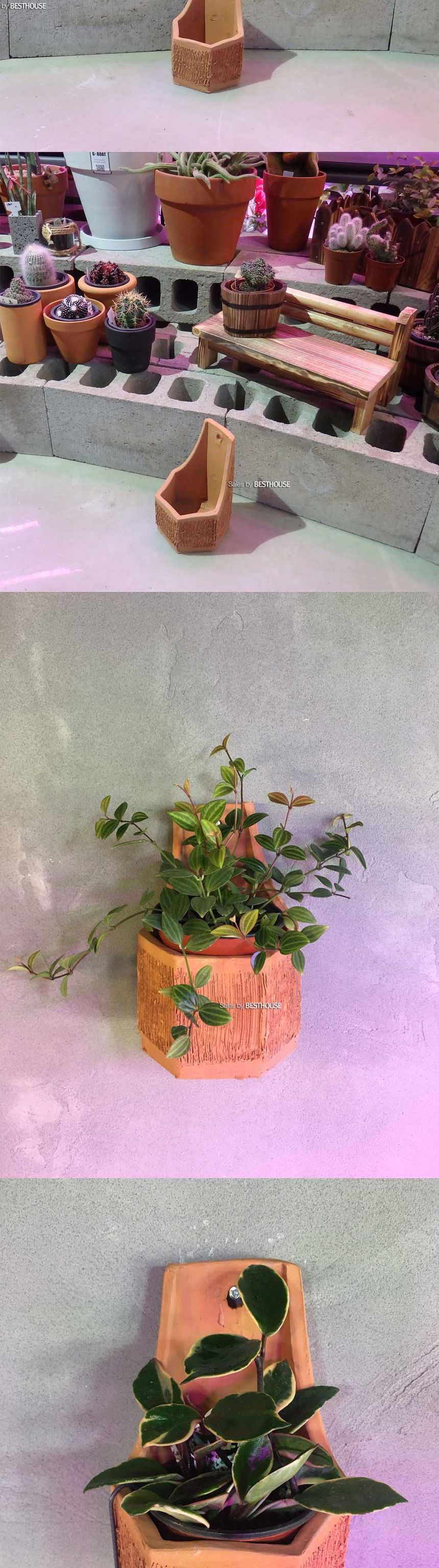 벽걸이용 육각 토분 화분 14x22cm (와인걸이)/벽걸이화분/토분화분/육각화분/벽걸이와인걸이/와인꽂이/화분