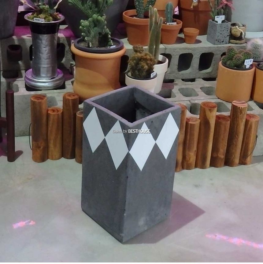 모던 시멘트 화분 긴사각 화이트체크 21x21x40cm/화분/네모화분/사각화분/모던사각화분/예쁜사각화분/토기